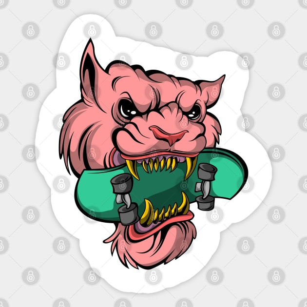 PINK CAT SKATE Sticker by sugiartoss_